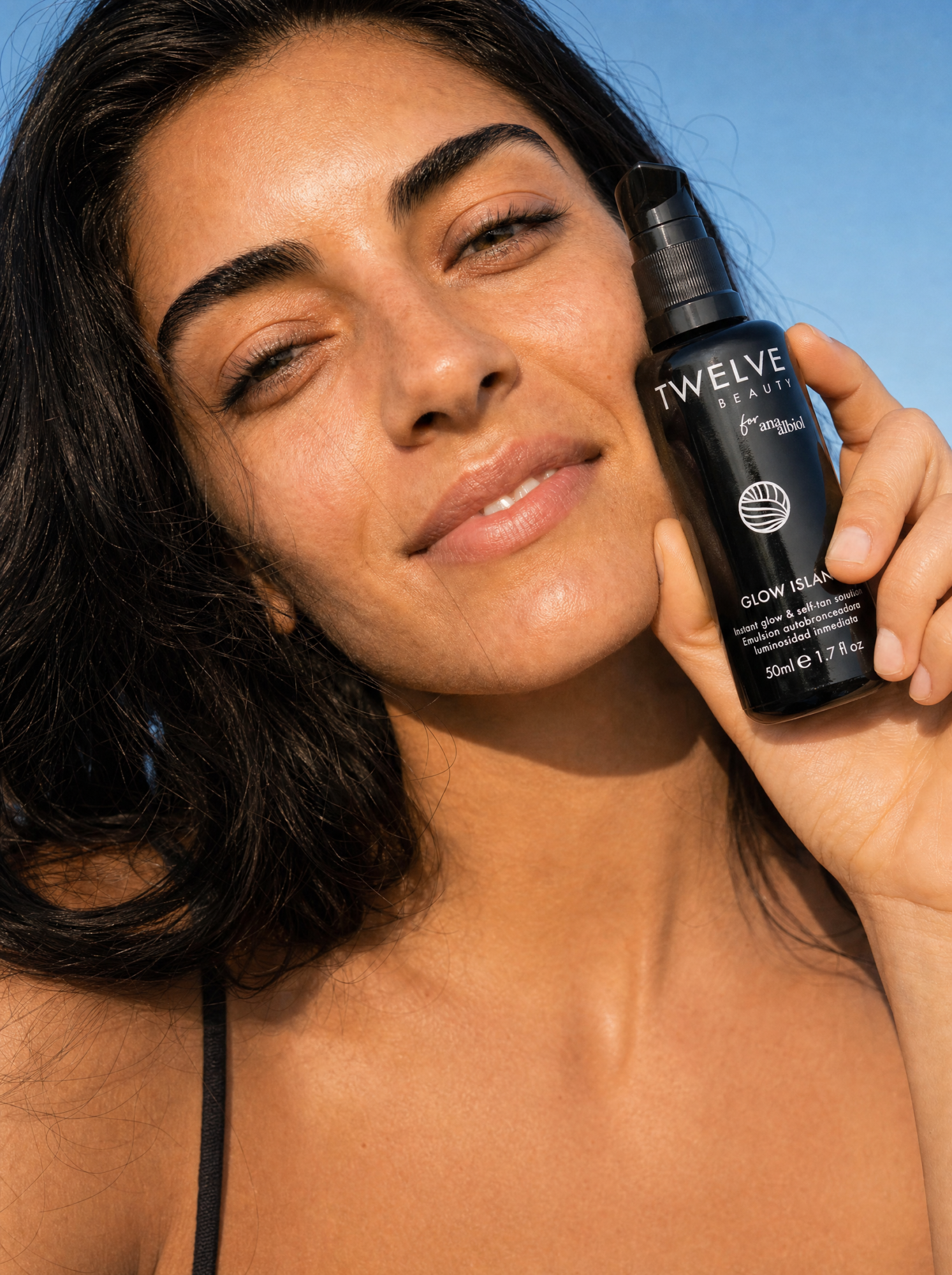 Glow Island by Twelve Beauty on luminous skin with a sunless glow finish